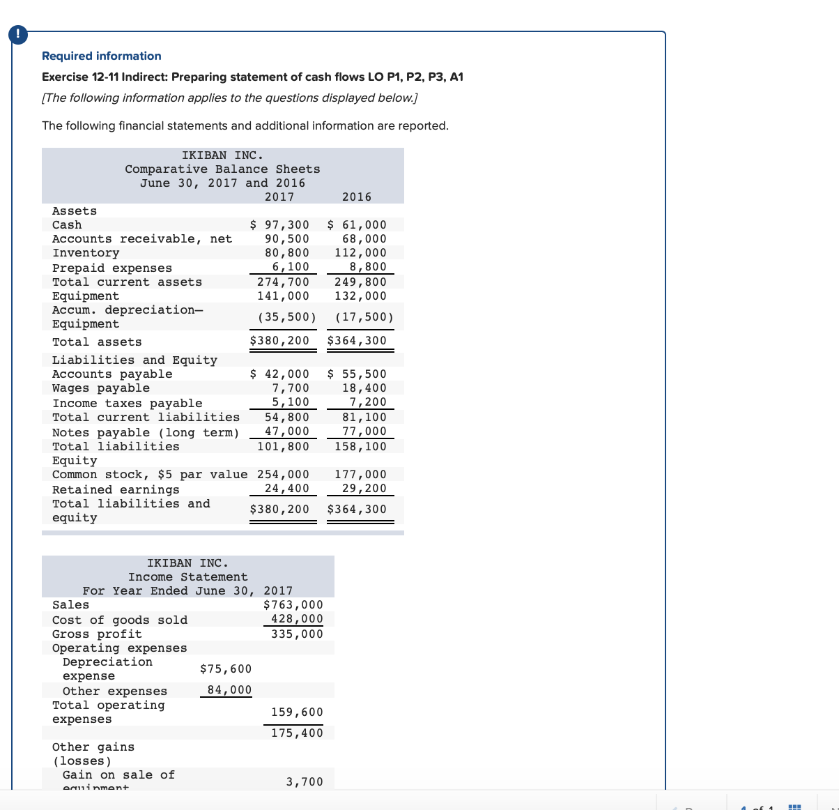 of cash flows for the year ended June 30, 2017, using the