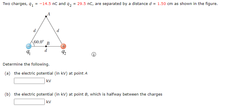 are separated by a distance d = 1.50 cm as shown in