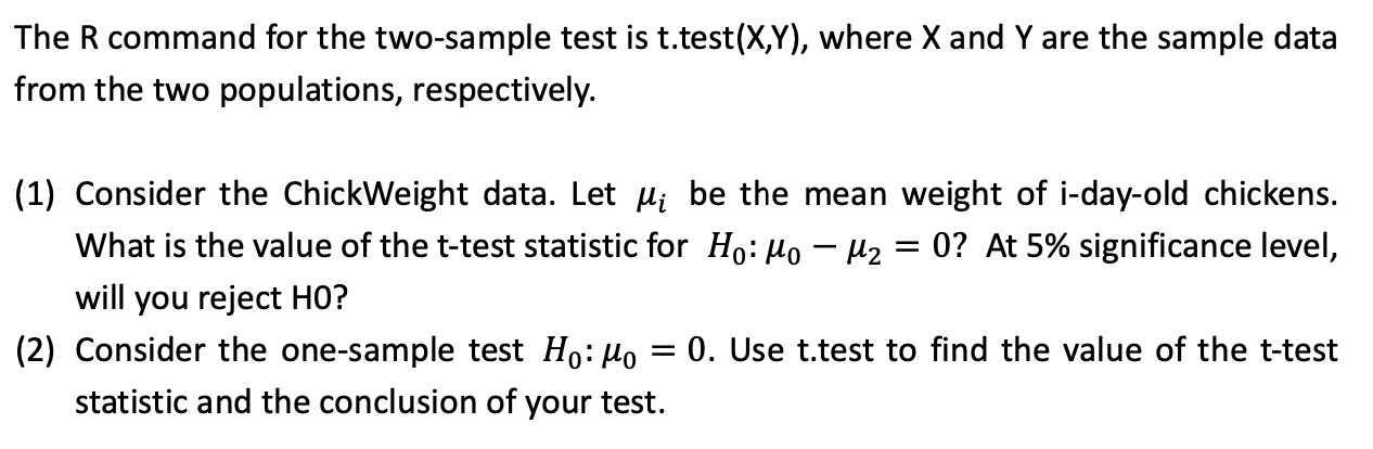 and Y are the sample data from the two populations, respectively. (1)