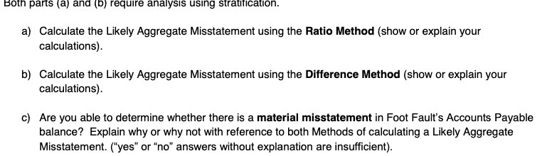 the Likely Aggregate Misstatement using the Ratio Method (show or explain your