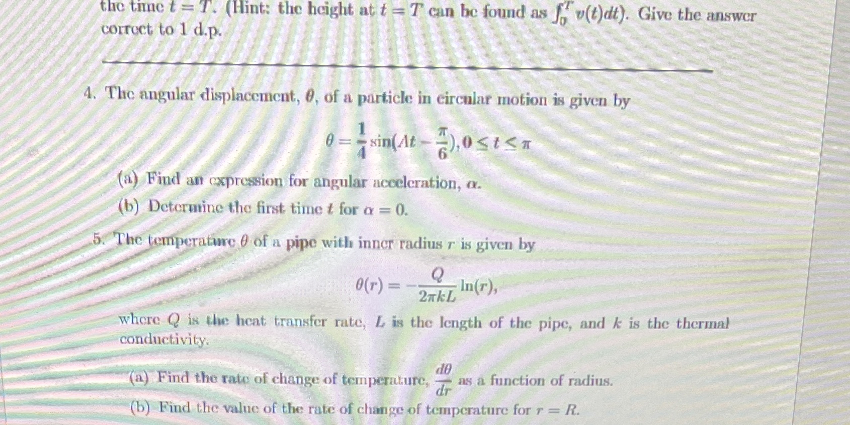 *Question 4 values =(A = 20) If you can question 5 values