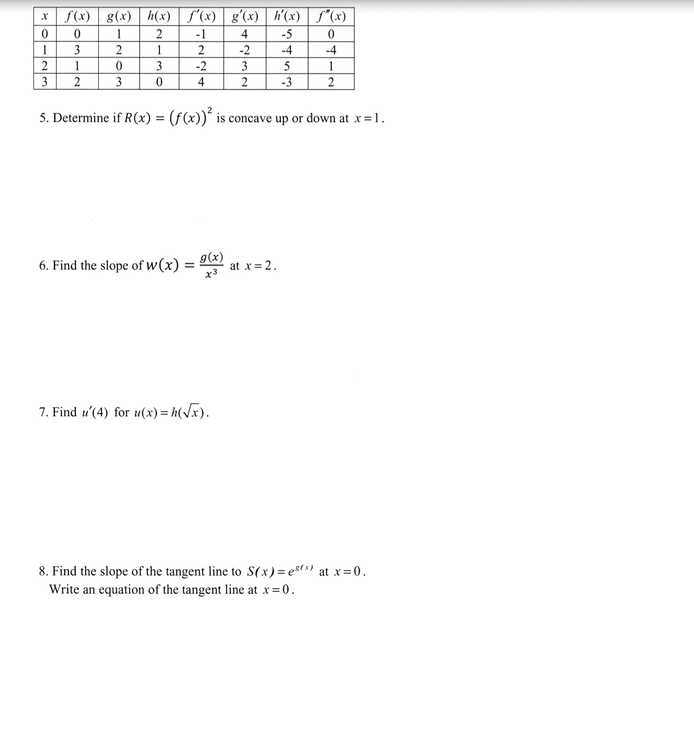 (x)) is increasing or decreasing at x = 3 . 3. Find