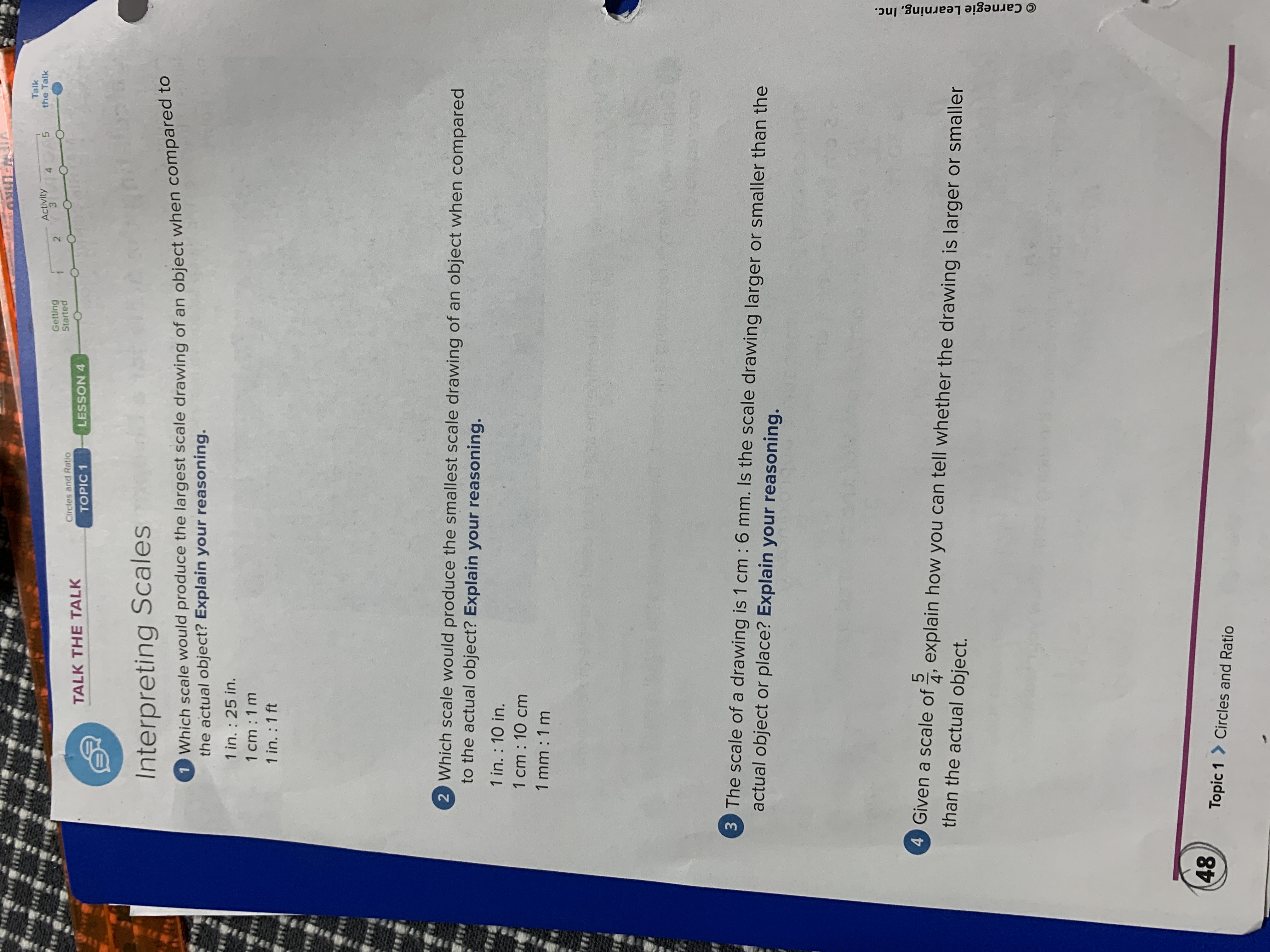  Talk Activity the Talk Getting 2 Circles and Ratio Started TALK