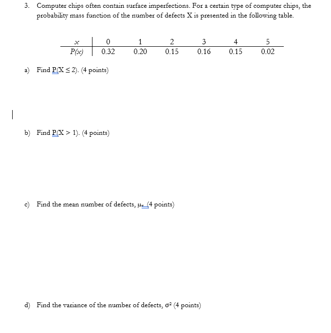 type of computer chips, the probability mass function of the number of