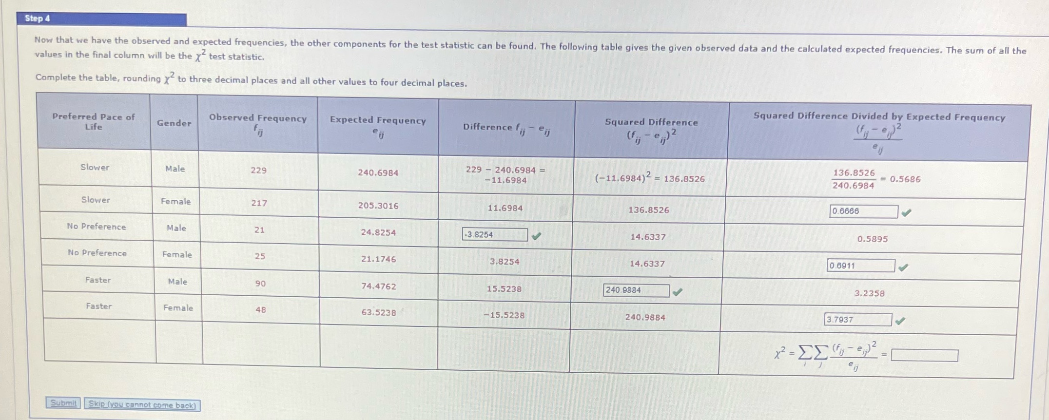 Please solve last equation Step 4 Now that we have the observed