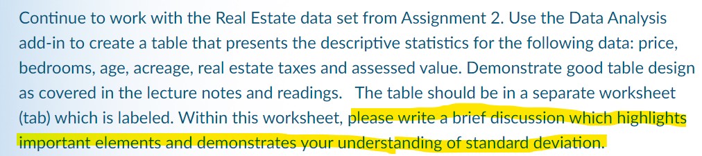  Continue to work with the Real Estate data set from Assignment
