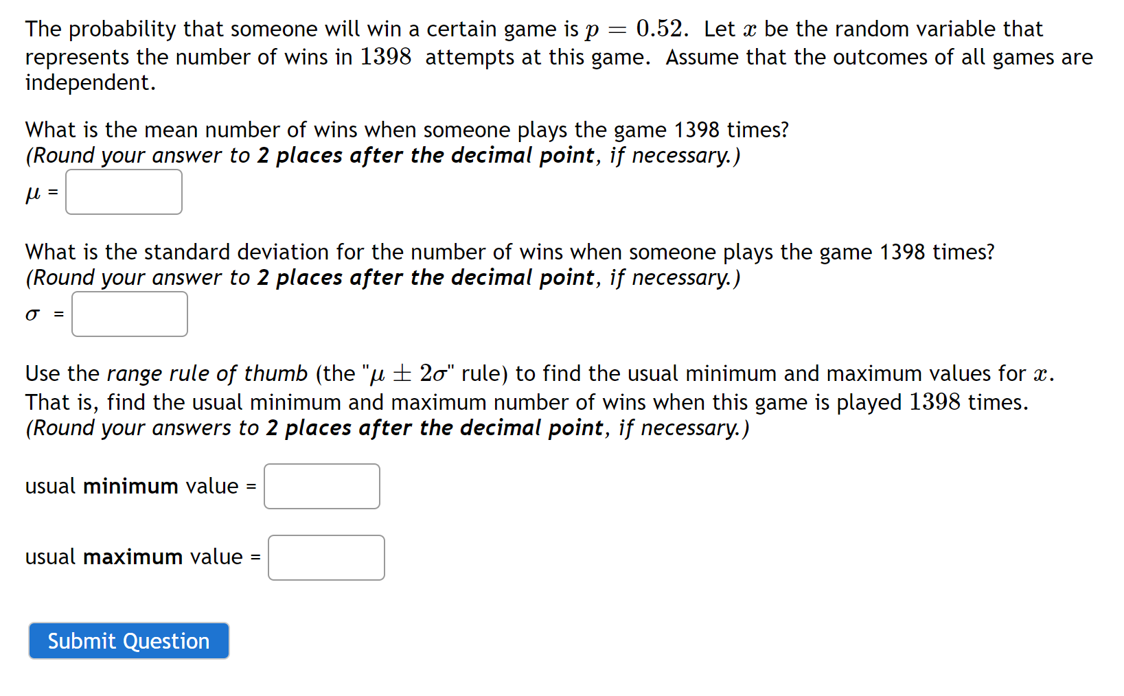 = 0.52. Let a: be the random variable that represents the number