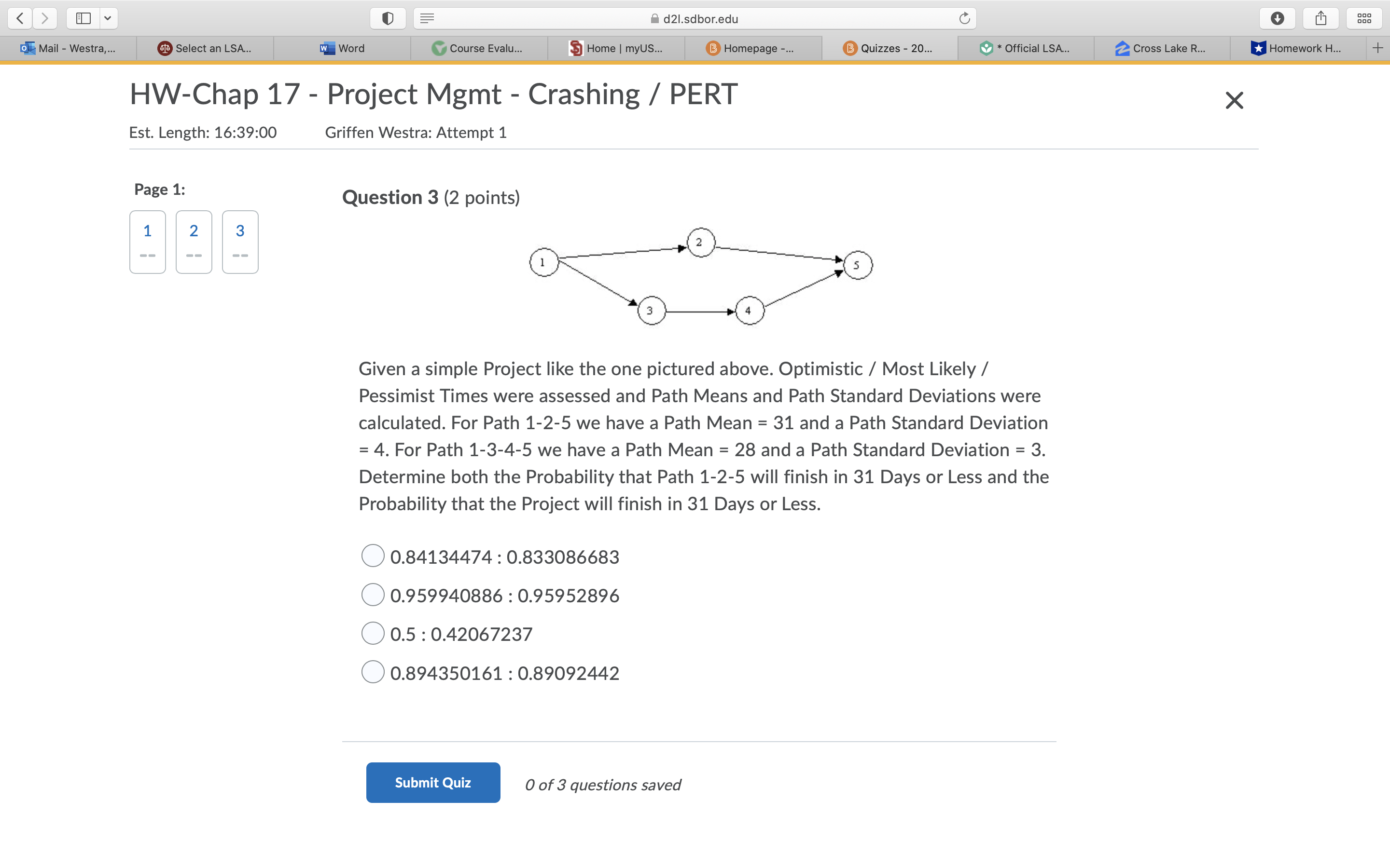HW-Chap 17 - Project Mgmt - Crashing / PERT Est. Length: