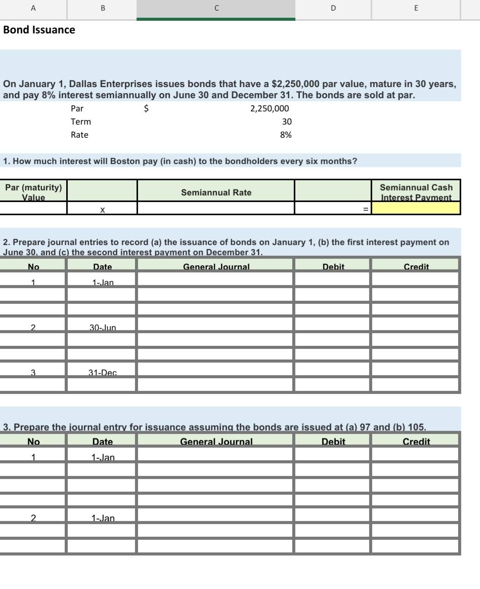 do not the top portion A B Bond Issuance On January 1,