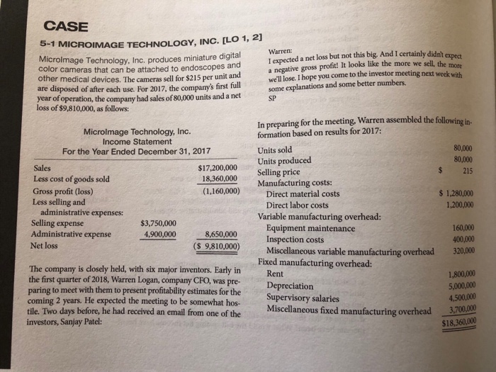 the attached case. 5-1 Microimage Technology Case 203 Selling expenses Variable selling