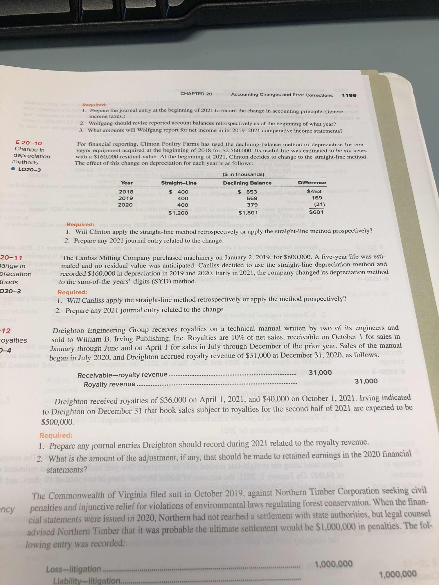  I need help with E 20-10 please CHAPTER 20 Accounting Changes