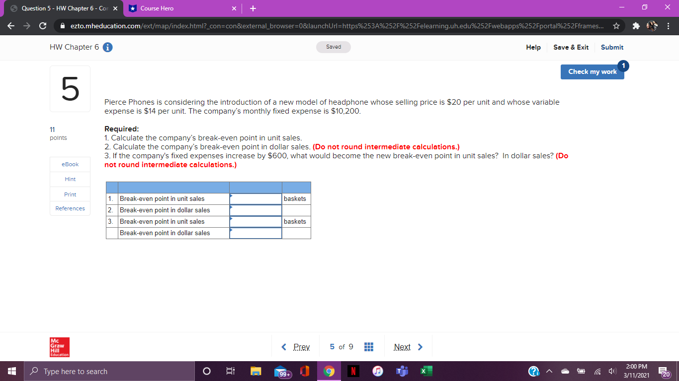  Question 5 - HW Chapter 6 - Cor X * Course