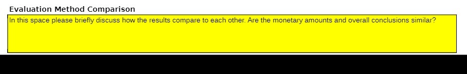 Evaluation Method Comparison In this space please briefly discuss how the