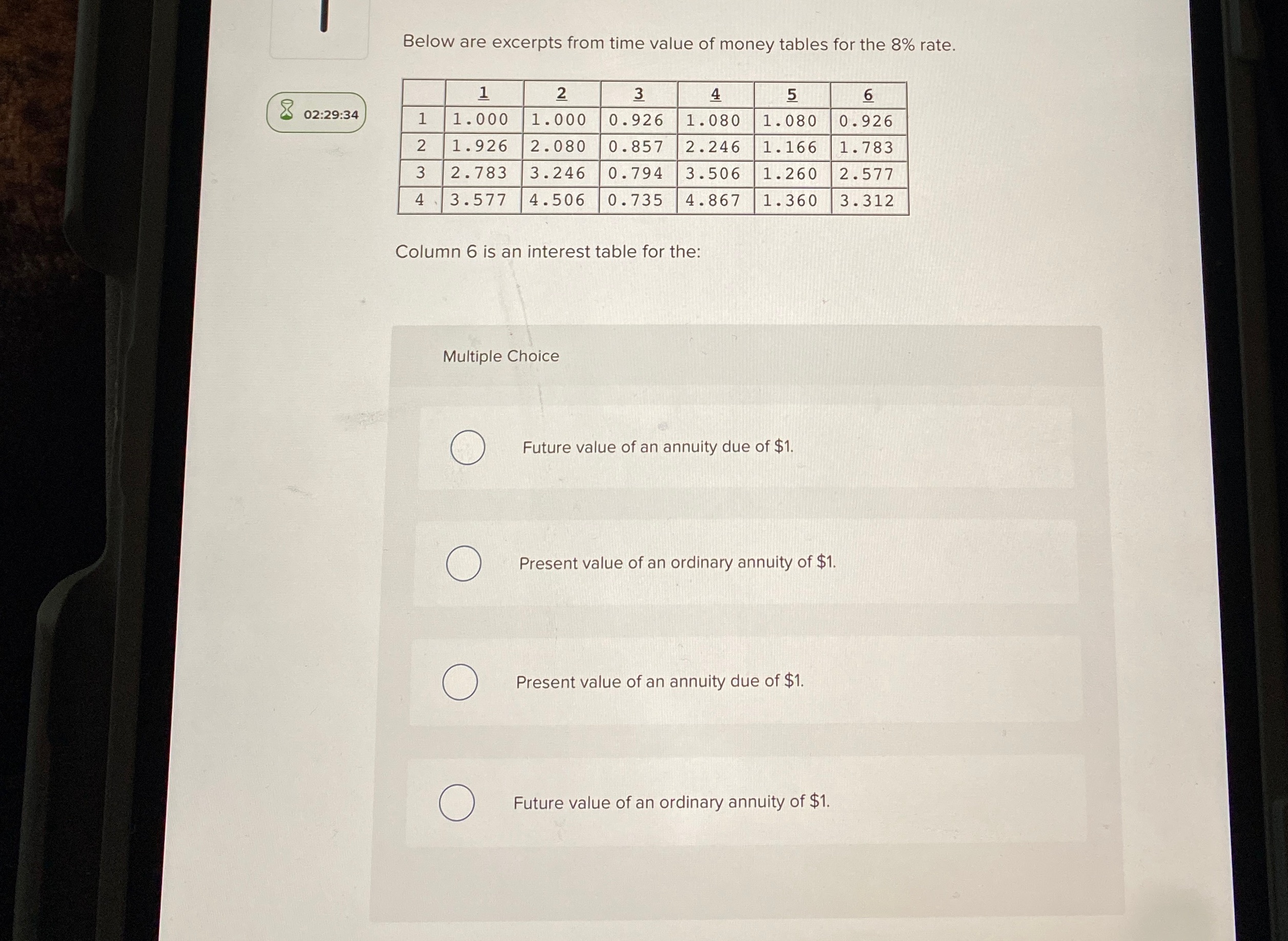 Solve the question plz Below are excerpts from time value of money