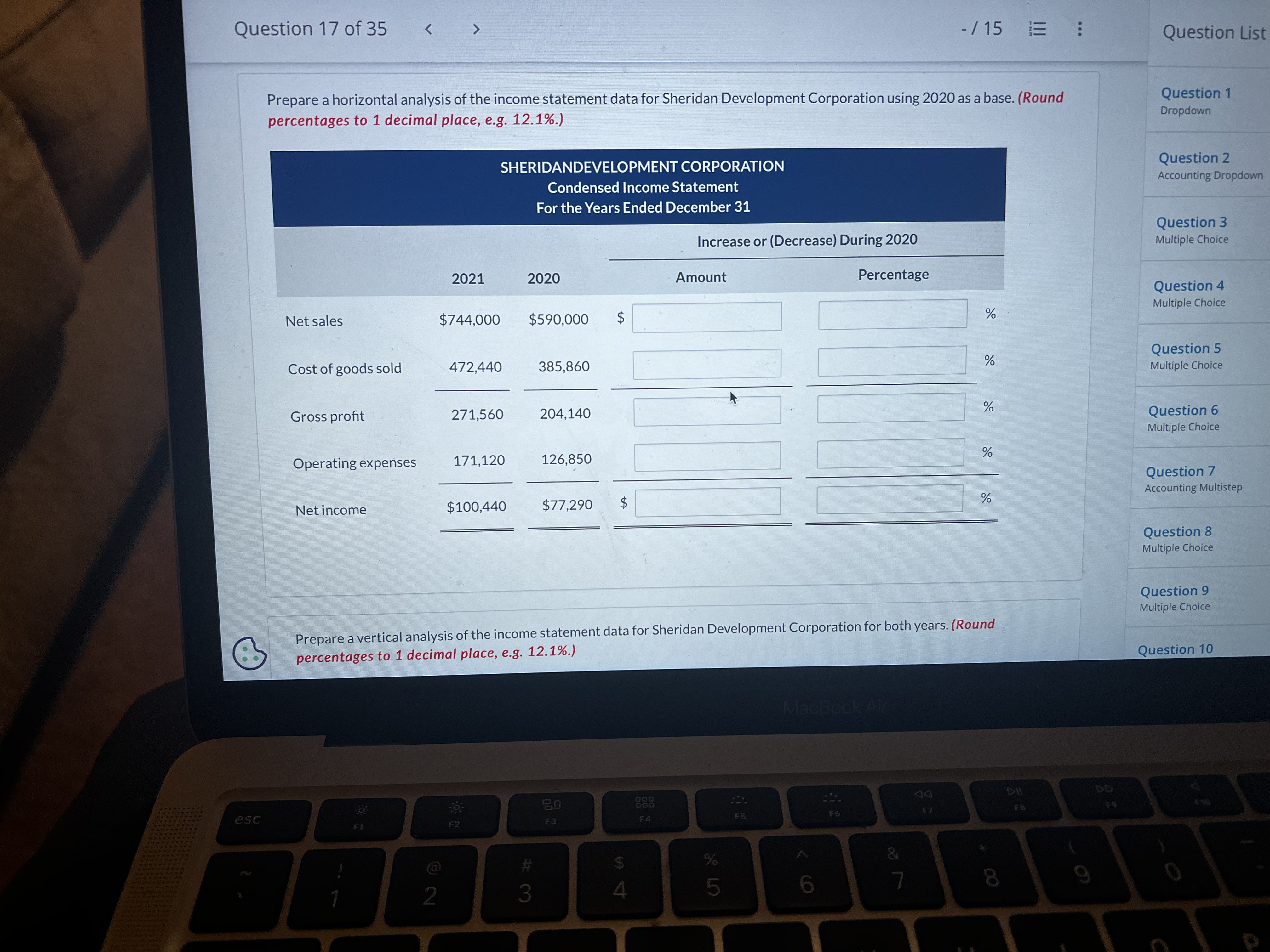 December 31 - / 15 123 Question List Question 1 Dropdown Sco