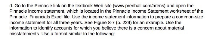 and open the Pinnacle income statement, which is located in the Pinnacle