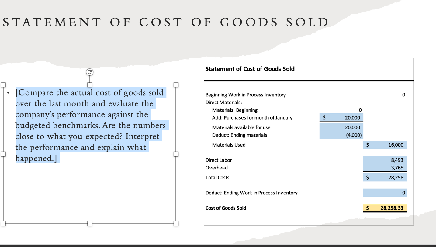 [Based on your income statement, logically interpret the business's performance against the