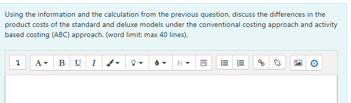 under the conventional costing approach and activity based costing [ABC] approach. [word