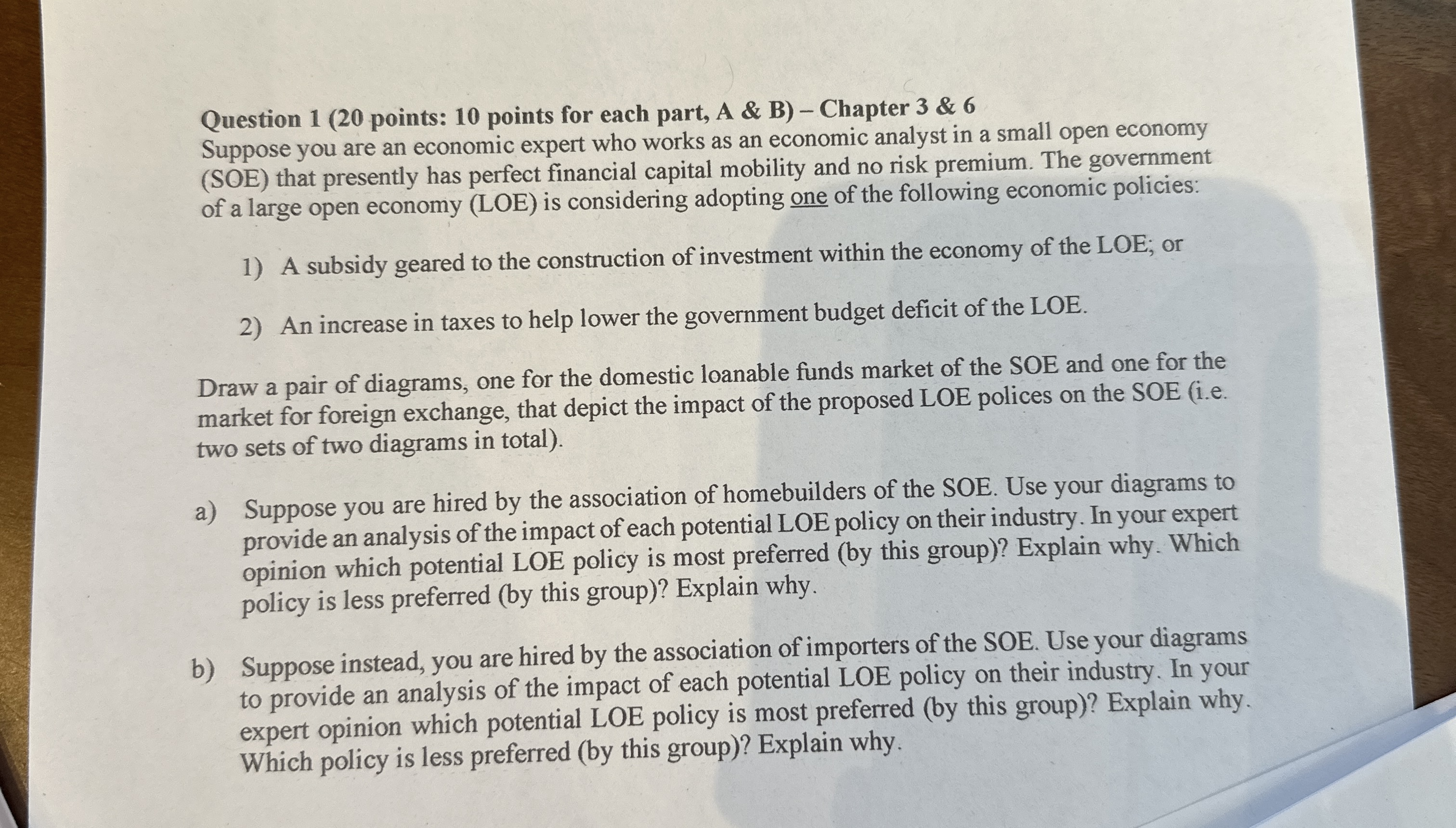  A & B) Chapter 3 & 6 as an economic analyst