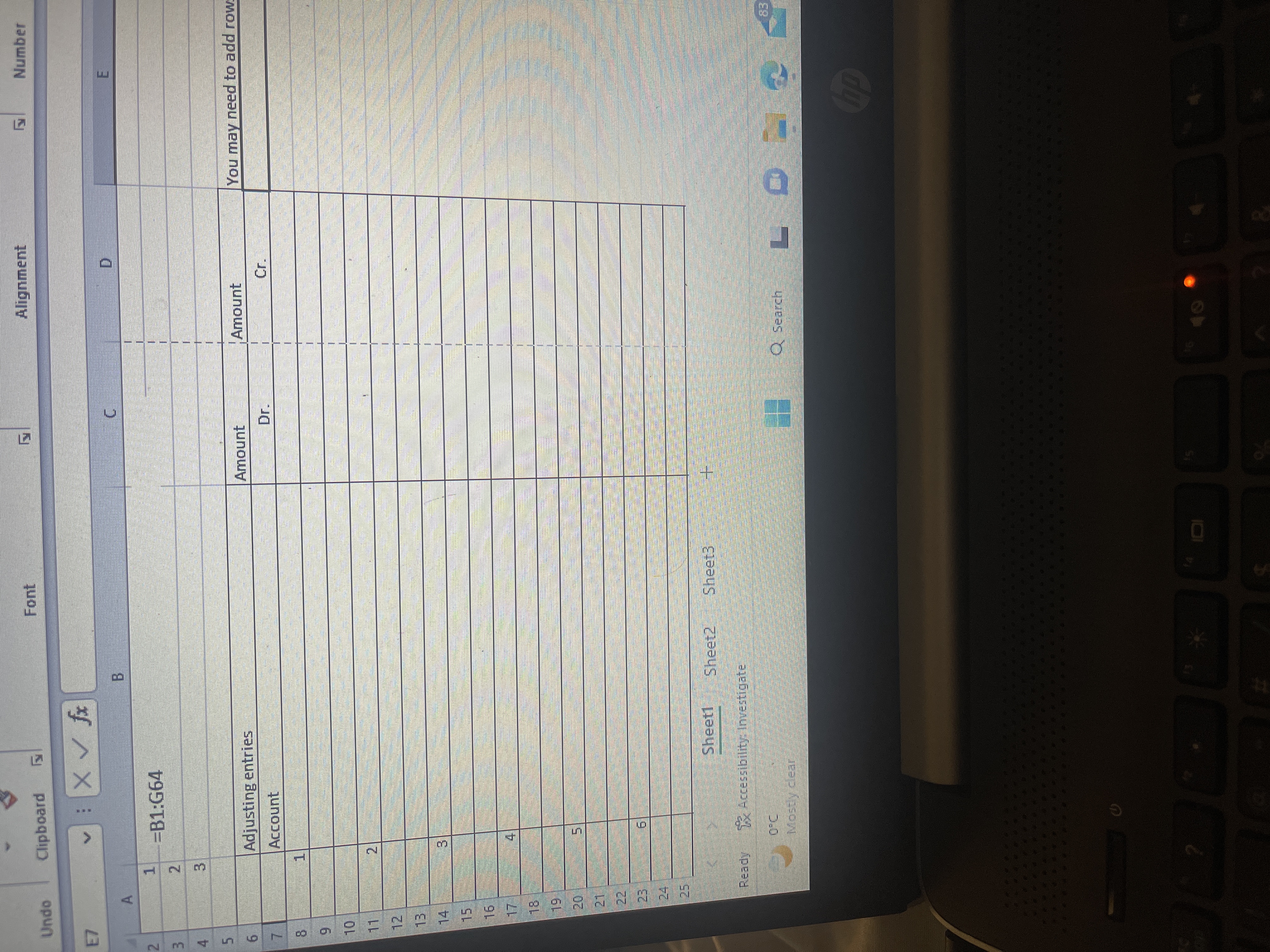 each student in group 1 2 3 Adjusting entries Account 4 5