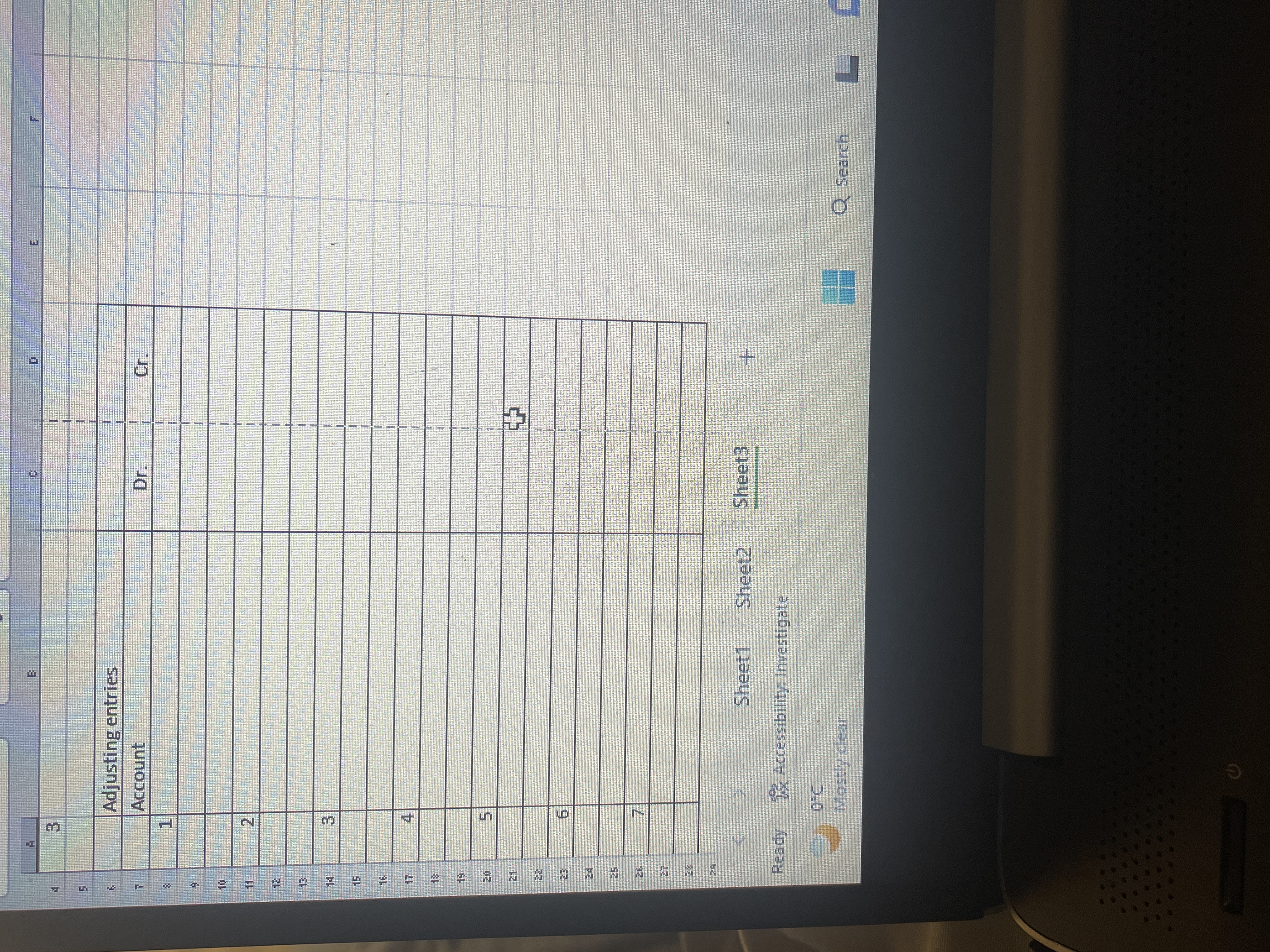 Dr. Cr. Rowe Inc. Trial balance Adjustments Adjusted trial balan Dr. Cr.