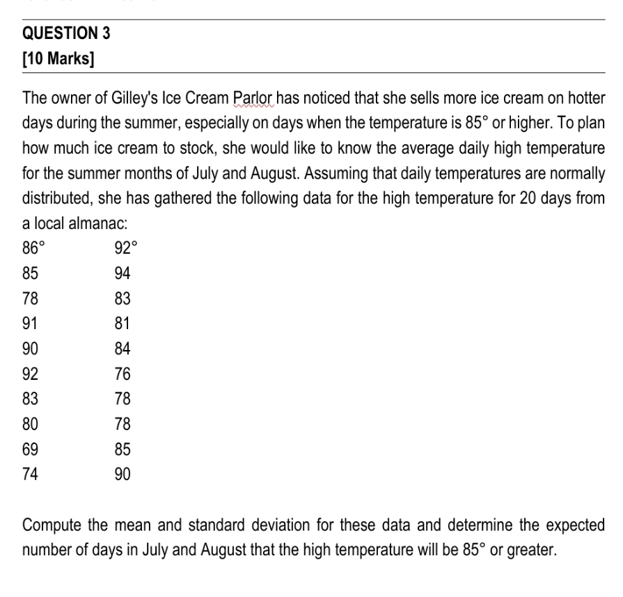 due in 4 days time QUESTION 3 [1o Marks] The owner of