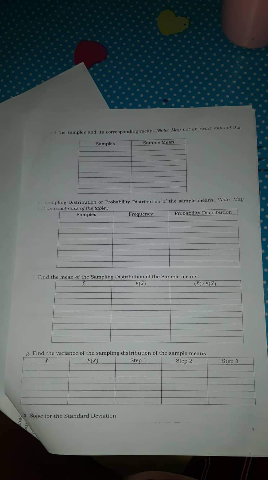  the samples and its corresponding mean. (Note: May not an exact