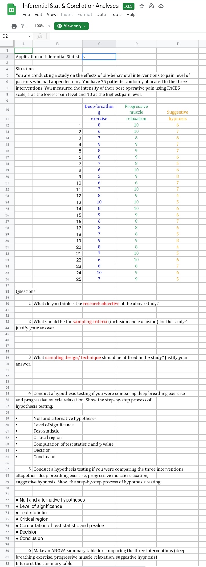 Data Tools Help S Y 100% View only C2 Ex D E