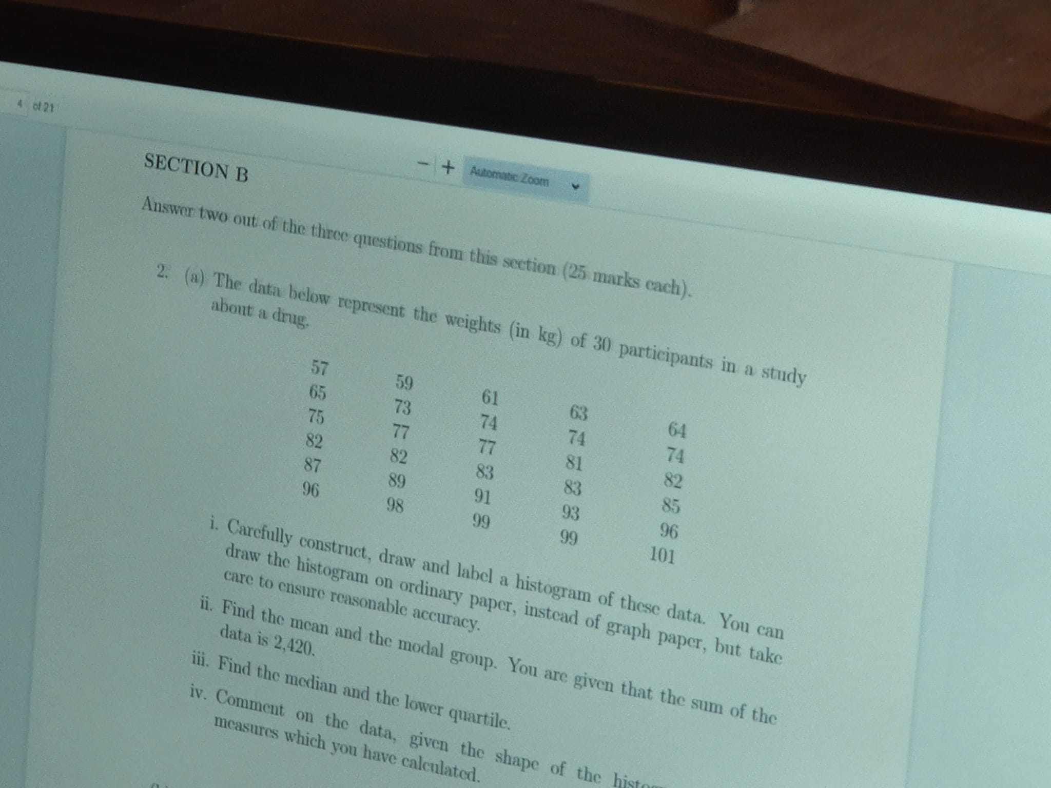 of the three questions from this section (25 marks cach) 2. (a)