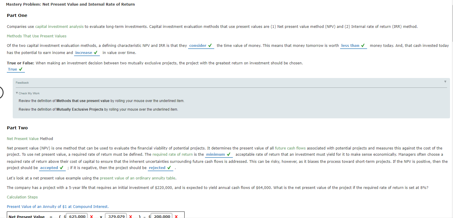 department has made revisions to their costs and annual cash flows for