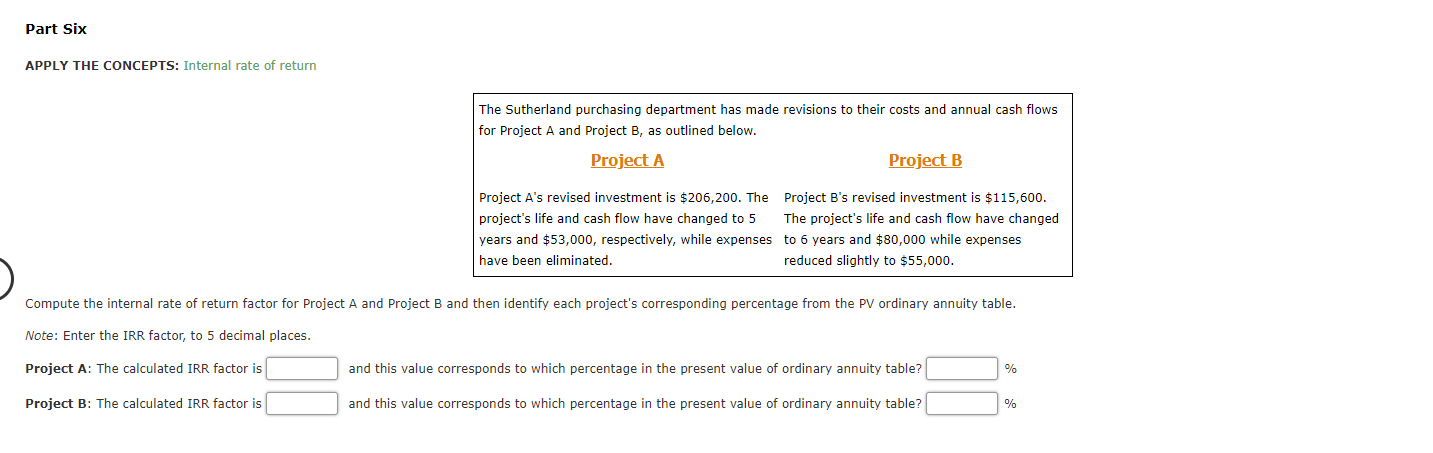 flow have changed to 5 years and $80,000 while expenses reduced slightly