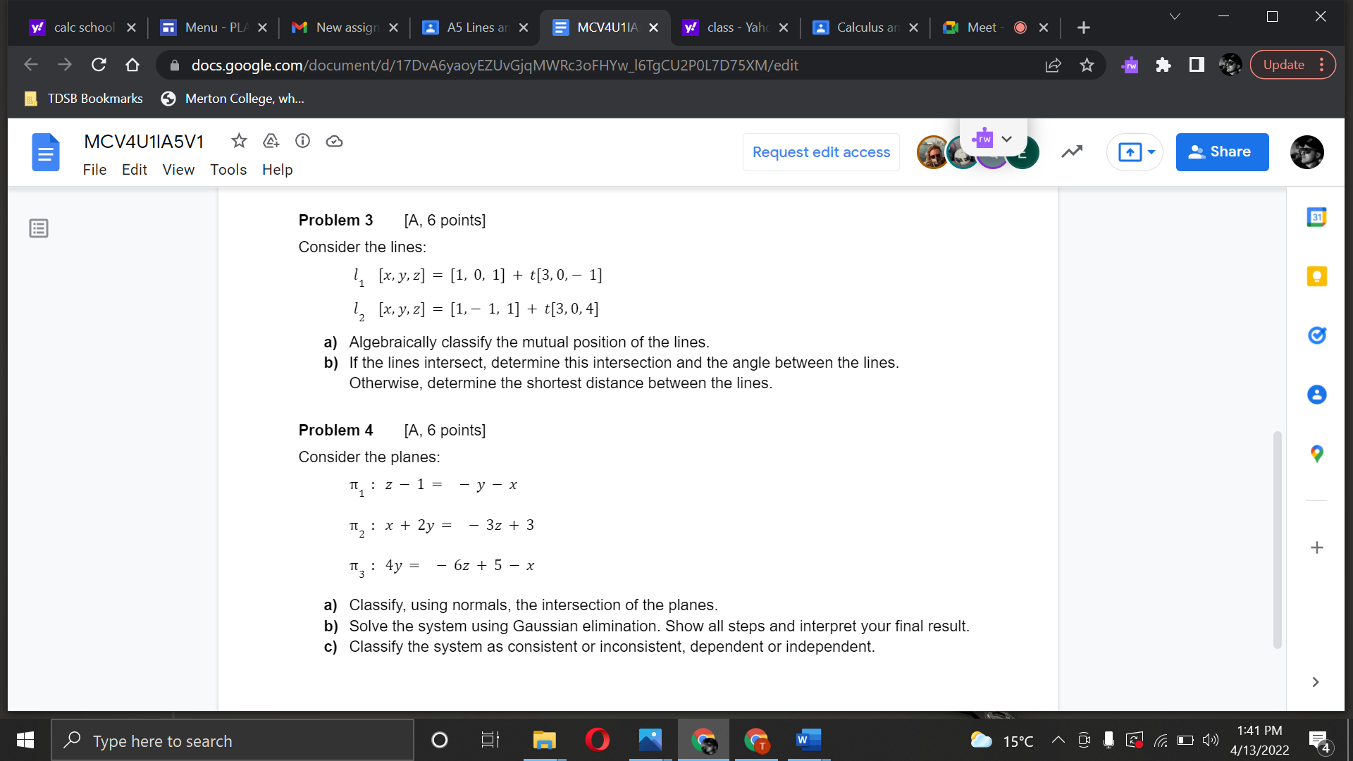 0 X y! calc school X Menu - PLA X M