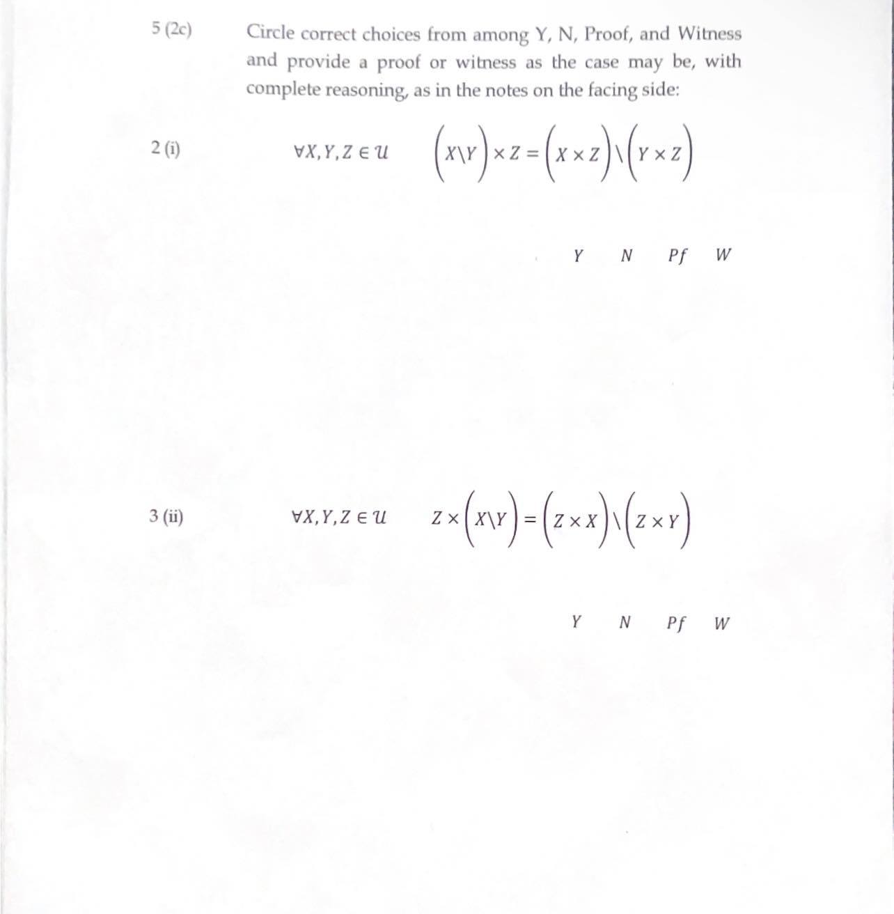 DISCRETE MATHEMATICS. PLEASE DO WORK AS SHOWN IN EXAMPLE!EXAMPLE: 5 (2c) Circle