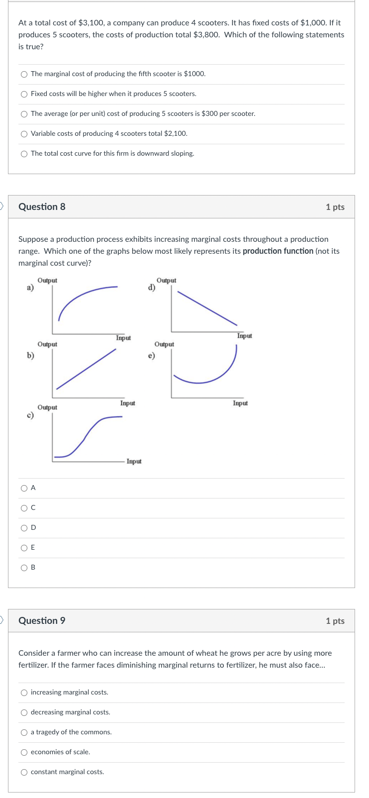 inputs. (O None of these answers is correct. @ a firm does