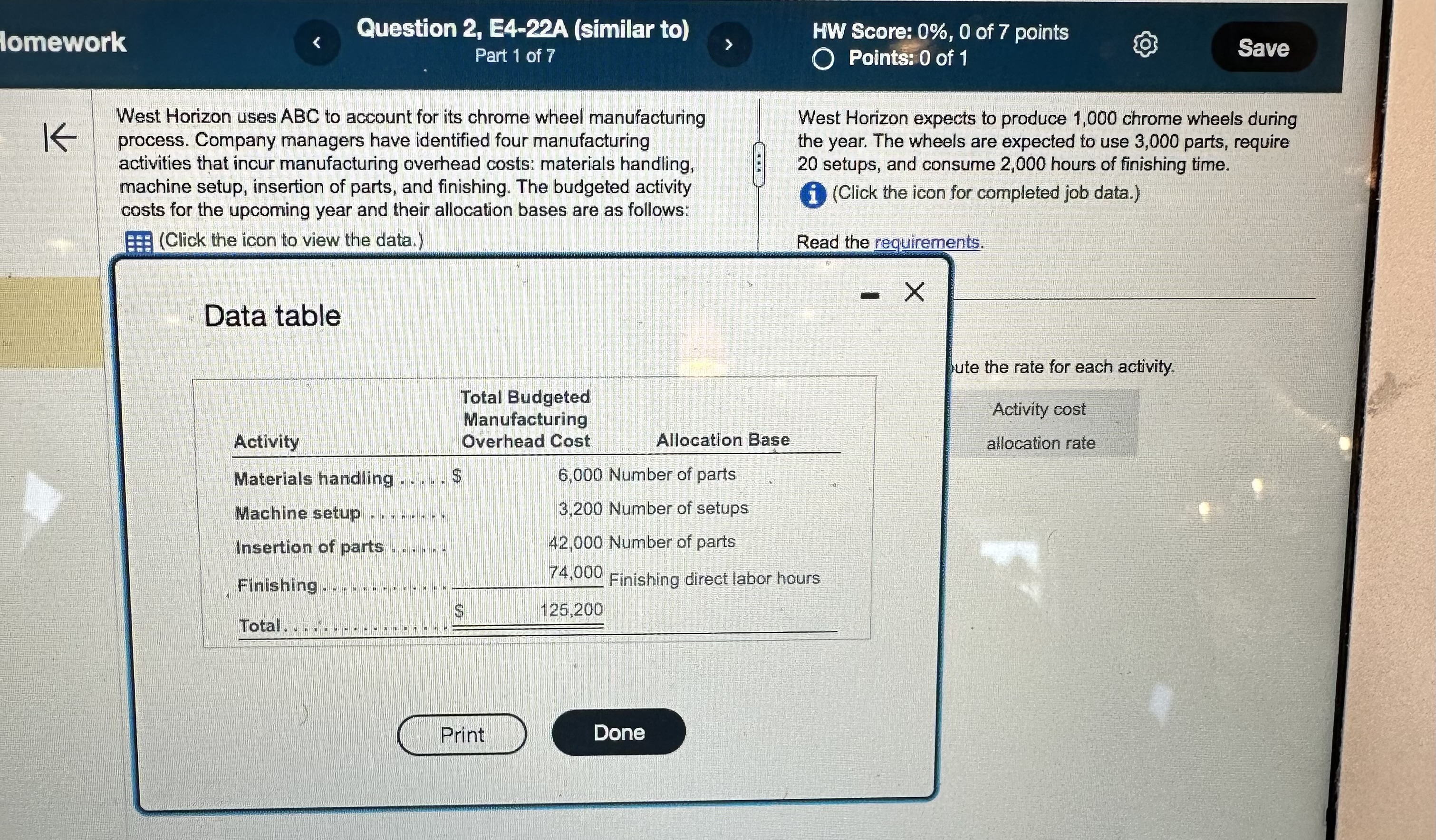 parts, require activities that incur manufacturing overhead costs: materials handling, 20 setups,