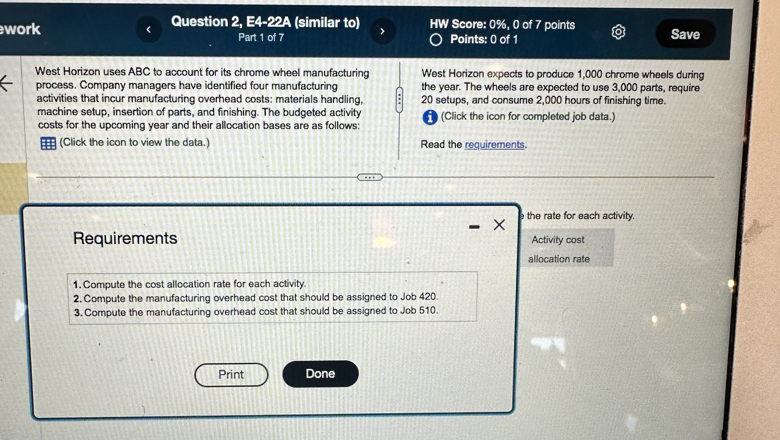 and consume 2,000 hours of finishing time. machine setup, insertion of parts,