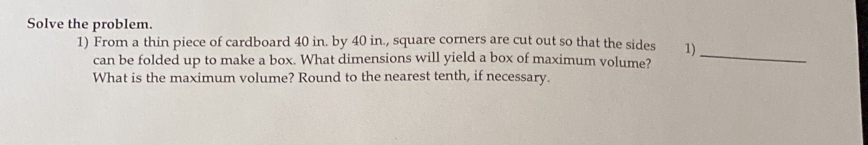 Please provide steps and answer. Thank you Solve the problem. 1) From
