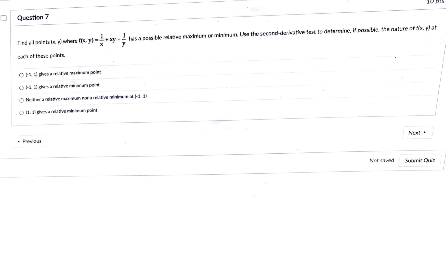 1) gives a relative maximum point / ) O (-1. 1) gives