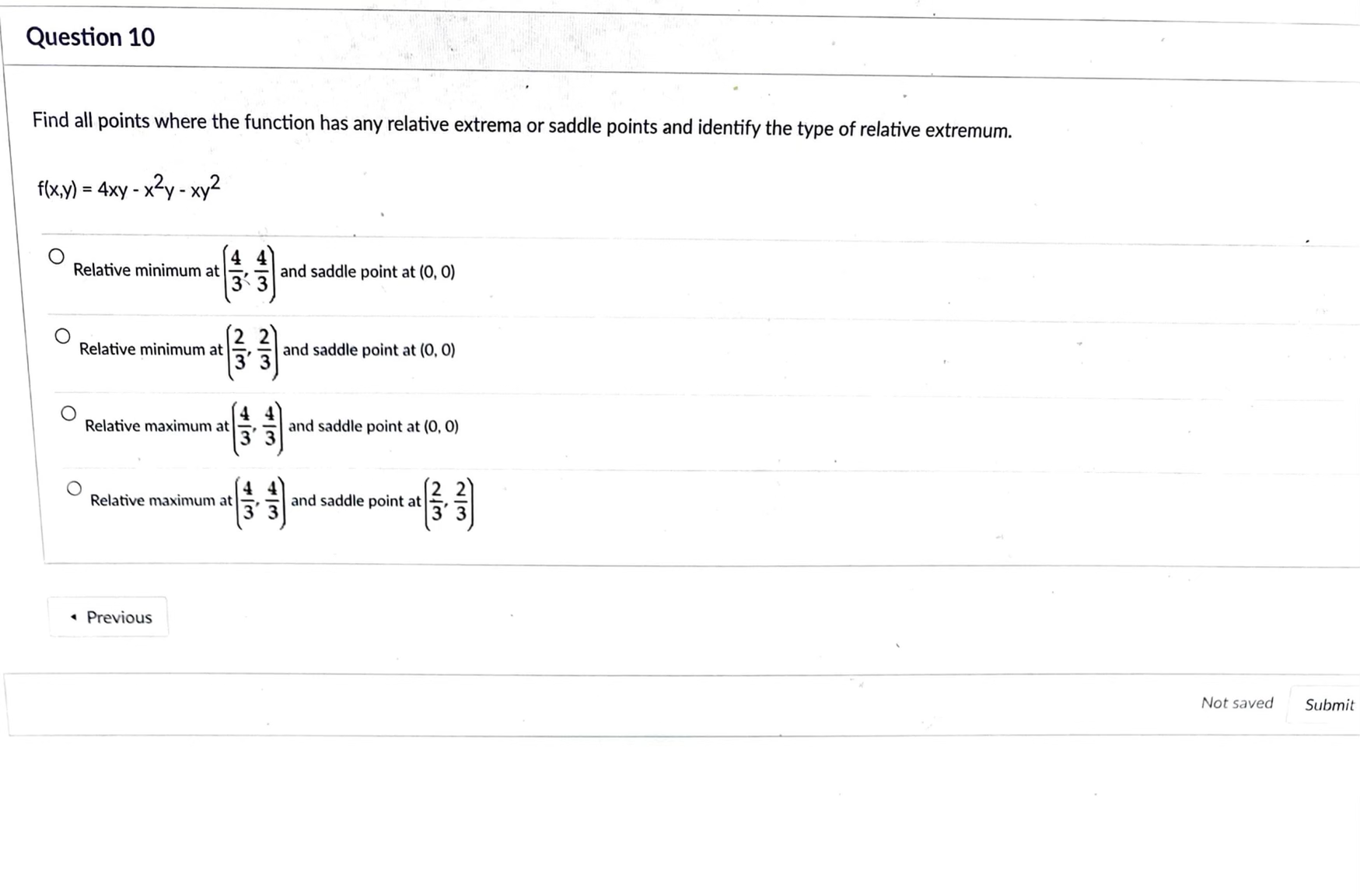 minimum at (-1. 1) ' i O [1. shes a relative minimum