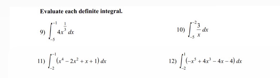 Show all work plz Evaluate each definite integral. W 10) - dx