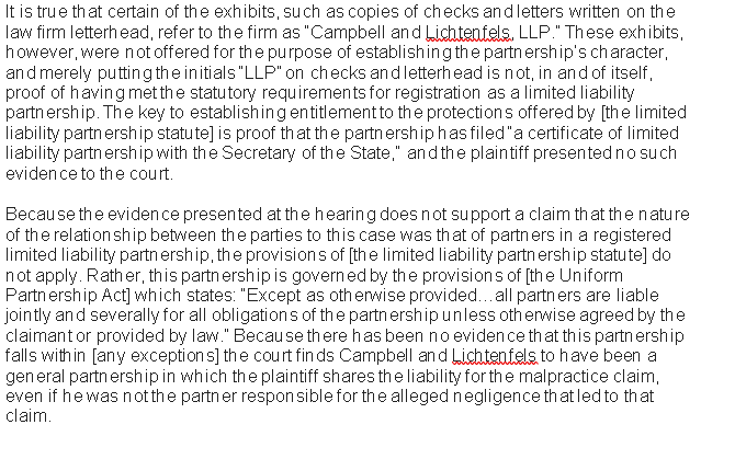 did the court find that there was no limited liability partnership?How does