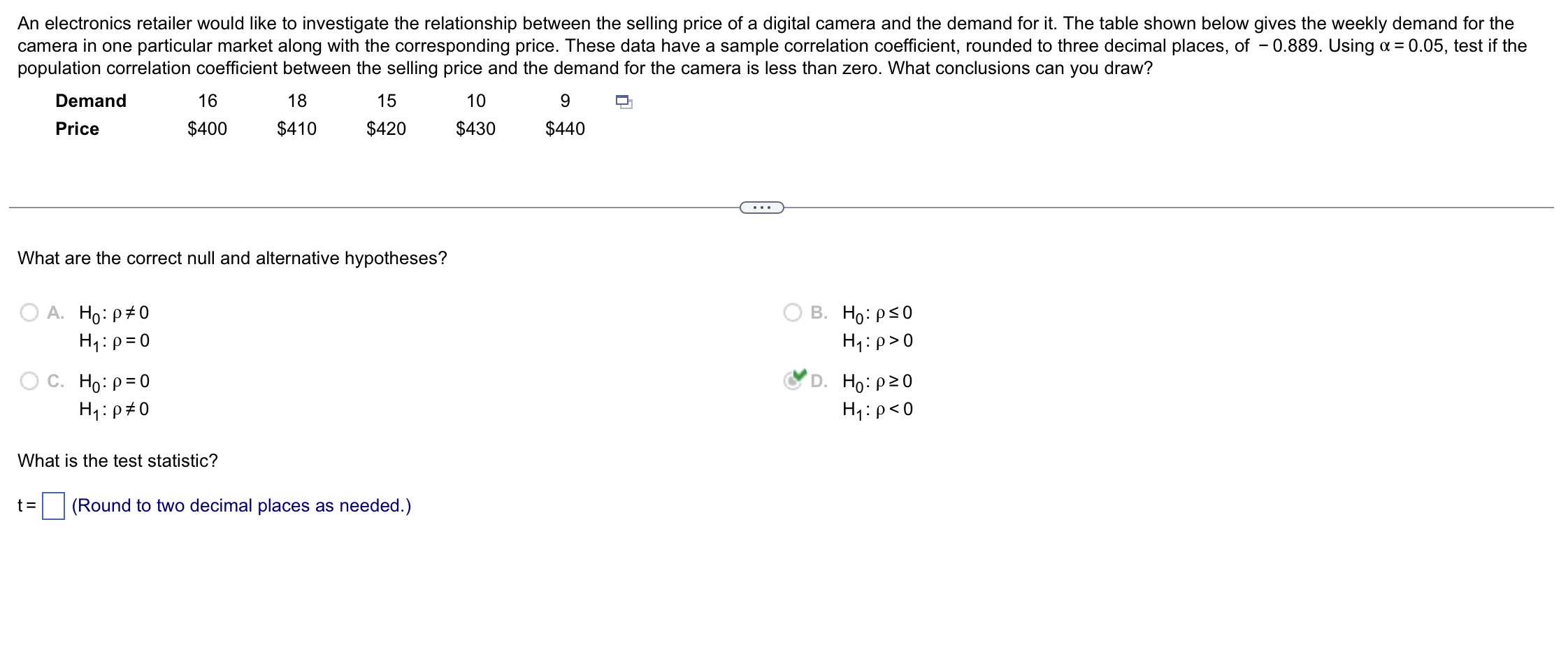 1. Please find the test statistic t= please round to 2 decimal