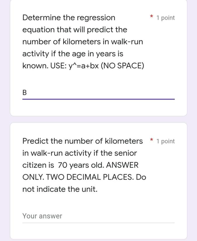 * 1 point Your answer Determine the EY. * 1 point Your