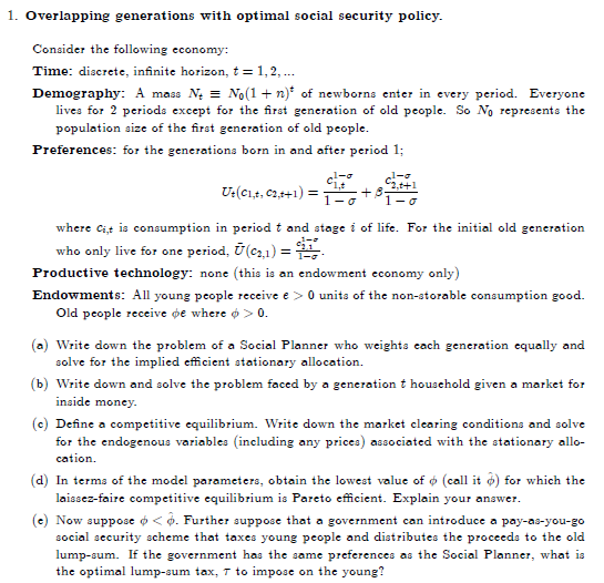horizon Demography: A continuum, mass normalized to 1, of (representative) infinite lived