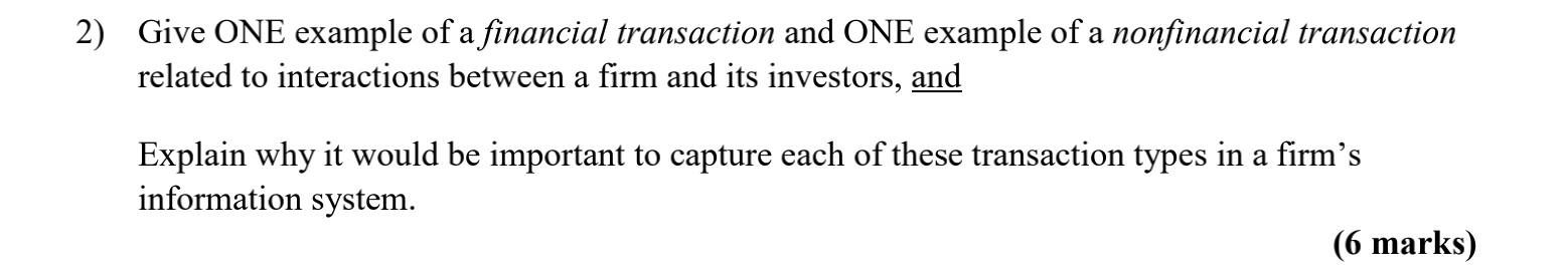 Hi. Please get me help. 2) Give ONE example of a nancial