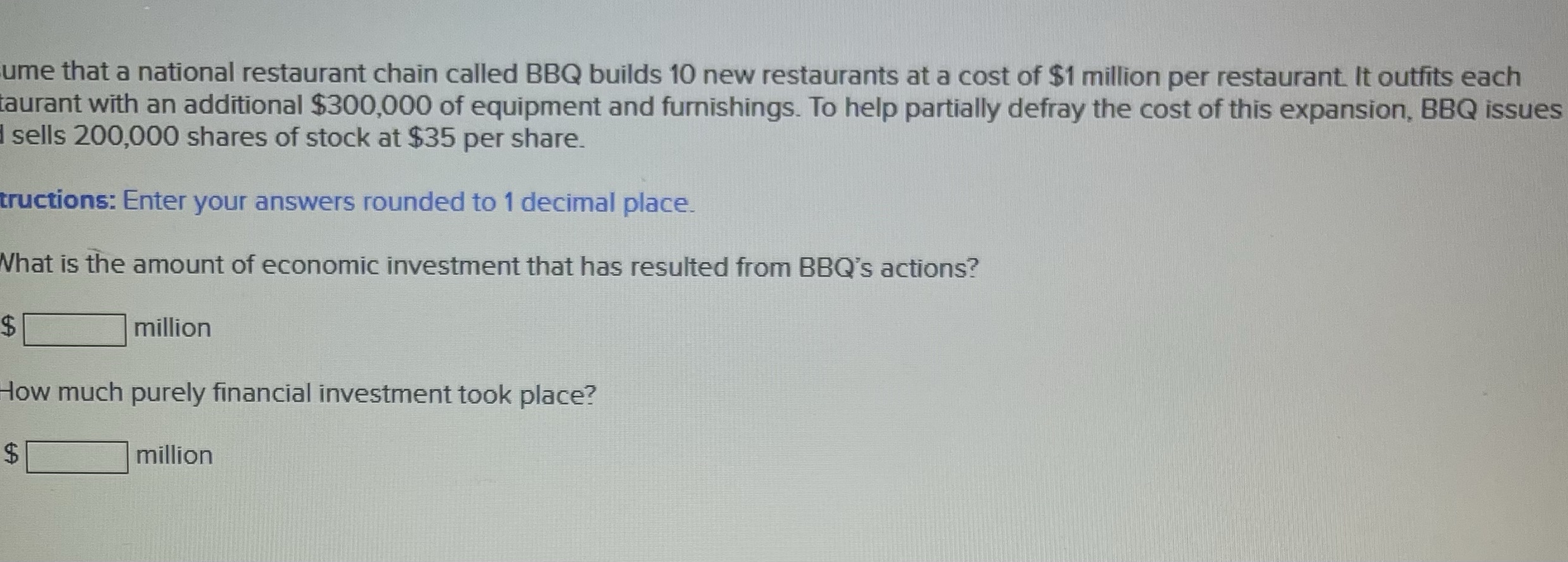 Please solve this problem! ume that a national restaurant chain called BBQ