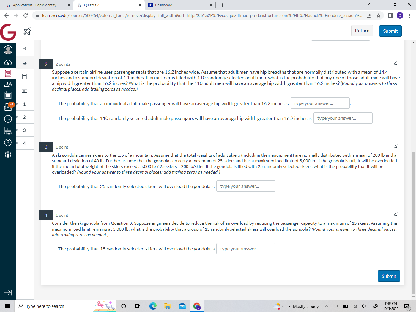 of its associated sample statistics. 19. Identify the sampling distributions of the
