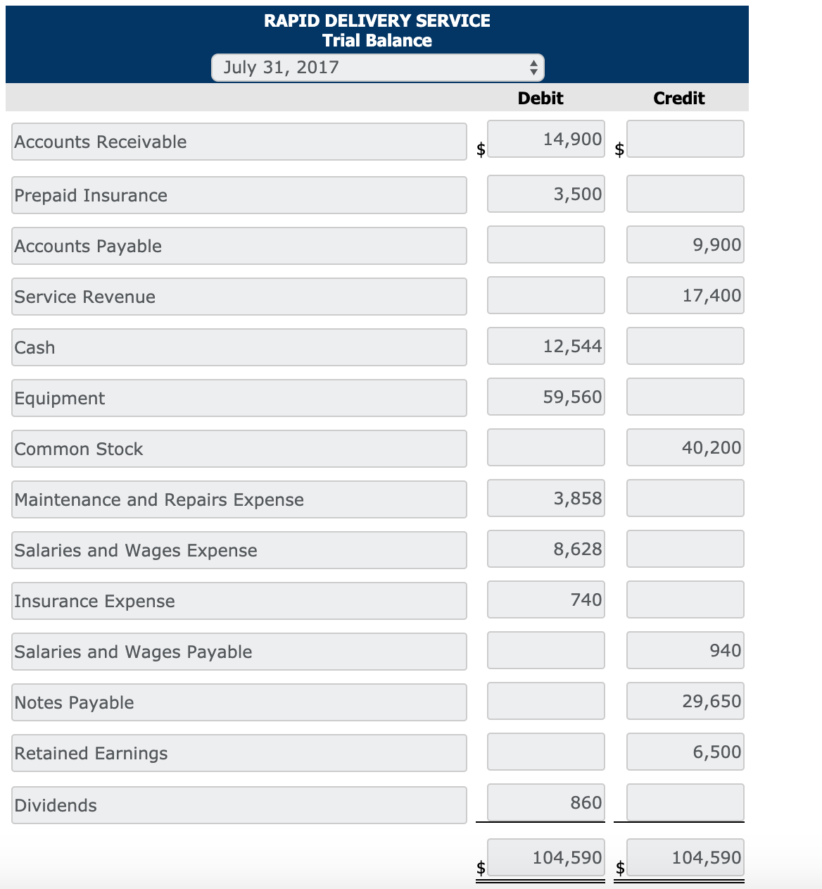 Exercise 3-20 (Part Level Submission) The accounts in the ledger of Rapid