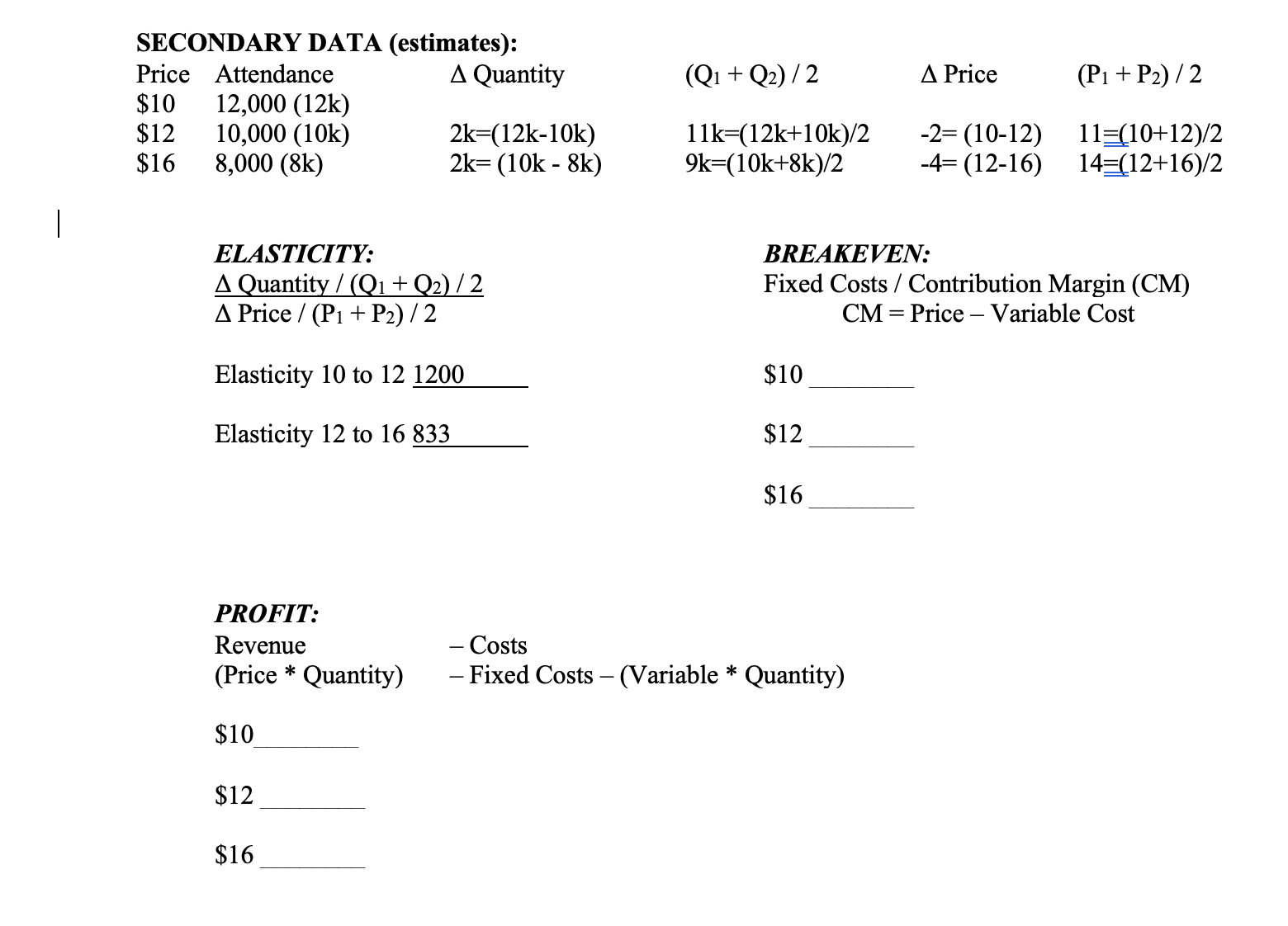 A Price (P1 + P2) / 2 $10 12,000 (12k) $12 10,000