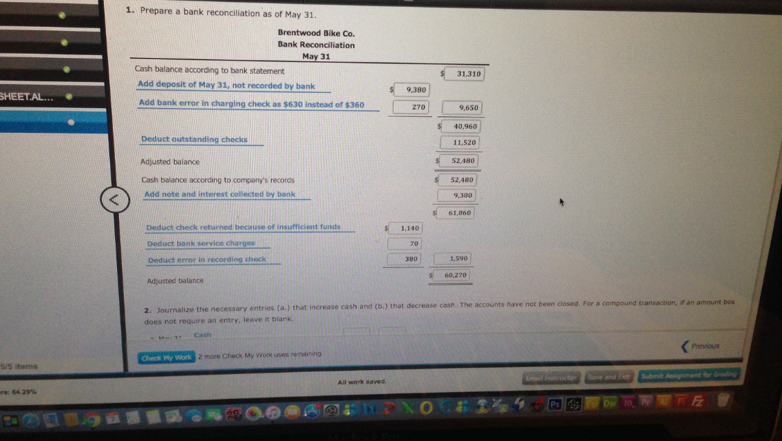 A deposit of $9,380, representing receiptspf May c, The bank had collected